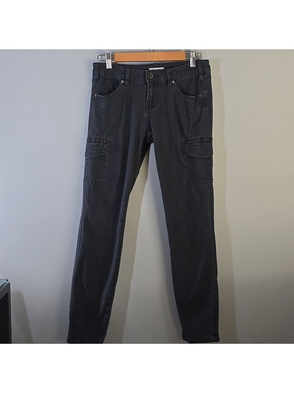 Cabi Pants Womens Size 4 Faded Black Grey Cargo Fabric Comfy